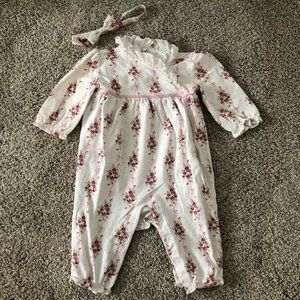FLOWER PRINT ROMPER AND BOW HEADBAND SET